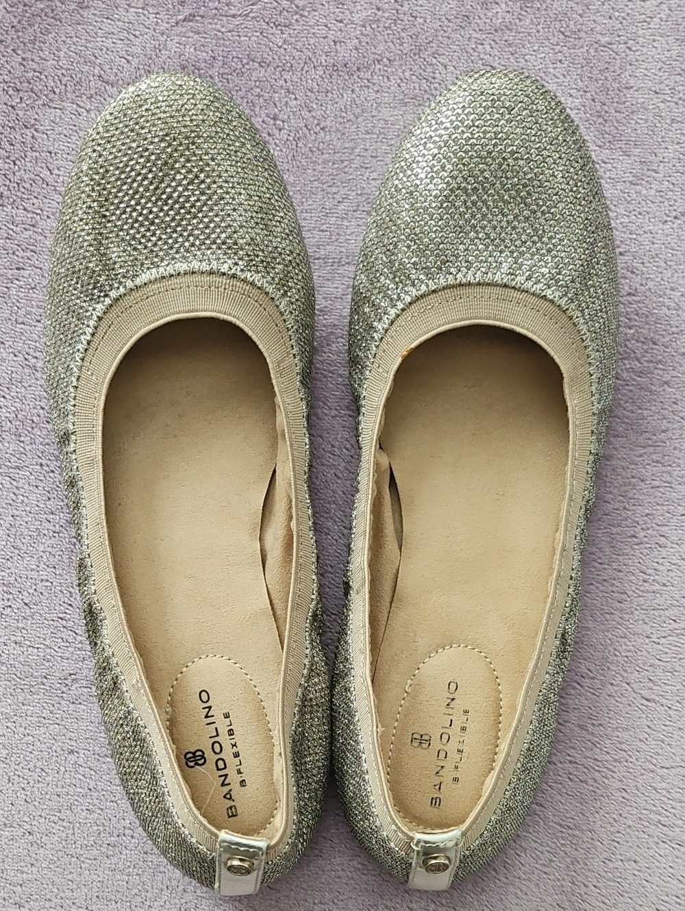Bandolino Sparkle Ballet Flats in Metallic Silver